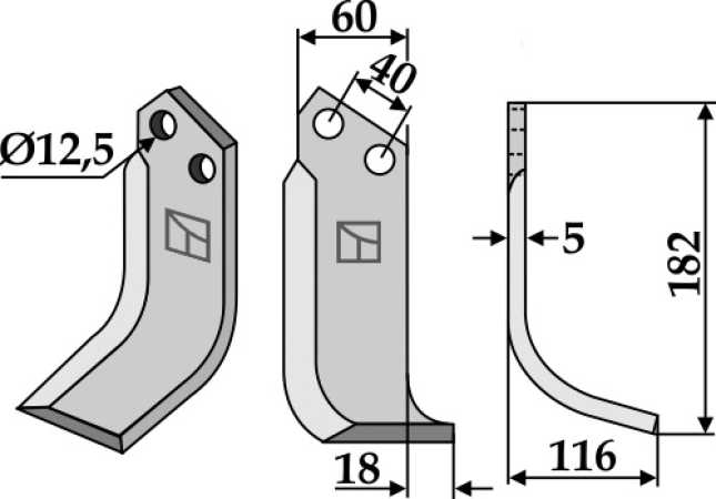 Fräsmesser 182x60mm, rechts